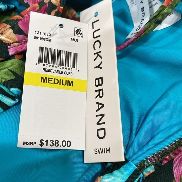 Lucky Brand Floral Tie Shoulder One Piece Size Medium - Picture 3 of 7